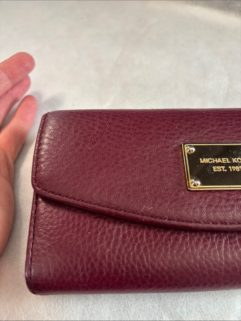 Michael Kors Burgundy Leather Wallet with Gold Plaque - Picture 4 of 15